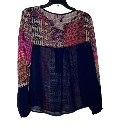 GREYLIN sheer blouse with long sleeves. Front tie. Size M - Picture 4 of 9